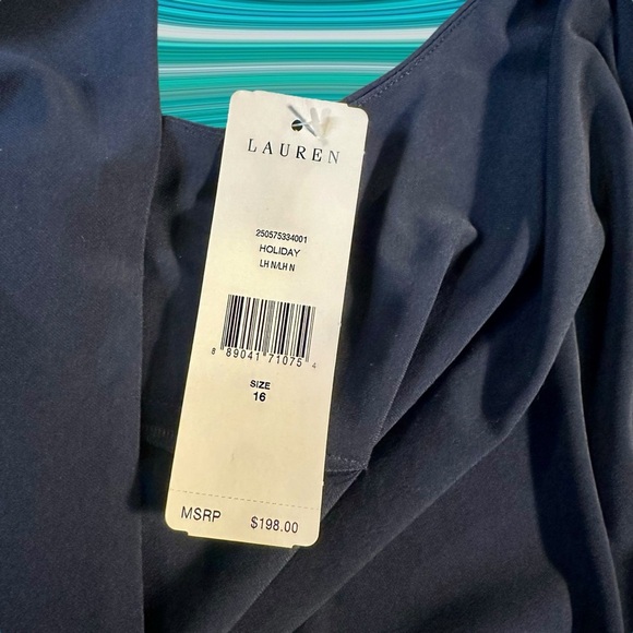 NWT Lauren Ralph Lauren ‘Taffeta-Skirt Dress’ in “Lighthouse Navy” Plus Size 16 - Picture 11 of 16